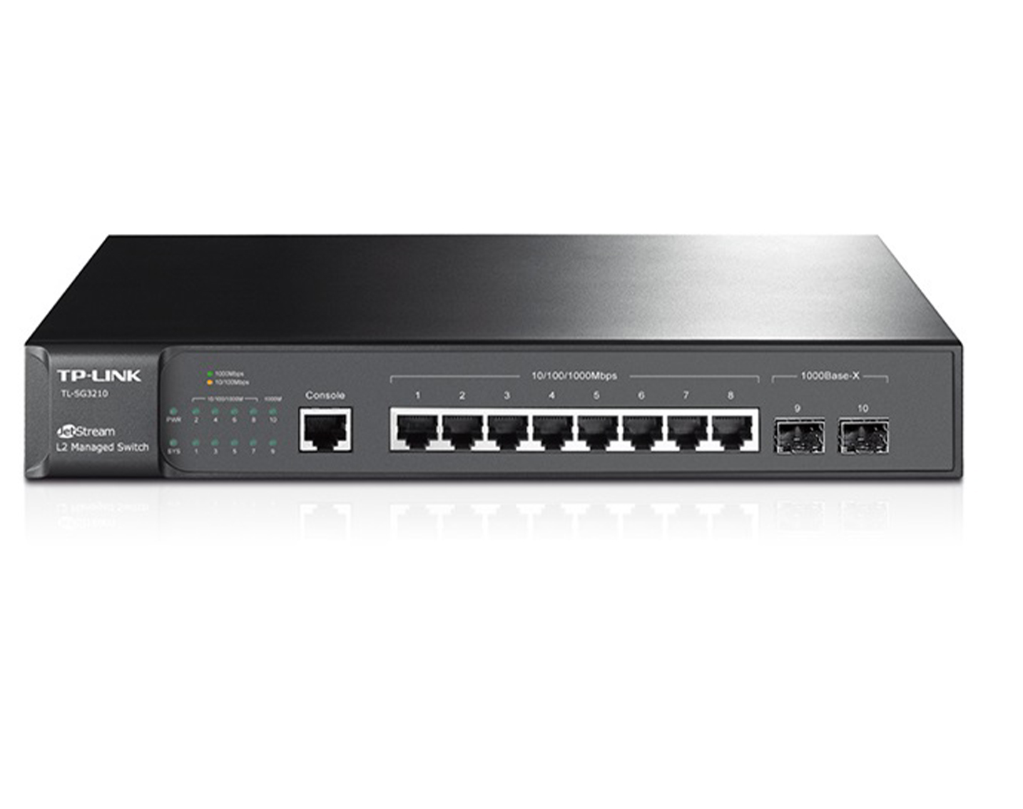 قیمت و خرید سوییچ شبکه مدیریتی 8 پورت + 2 پورت SFP تی پی لینک مدل TL-SG3210 | نت ران